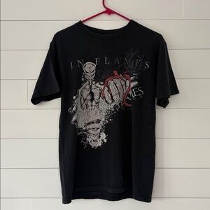 Vintage In Flames Metal Band T-Shirt Black Anvil‎ Tag Distressed Medium